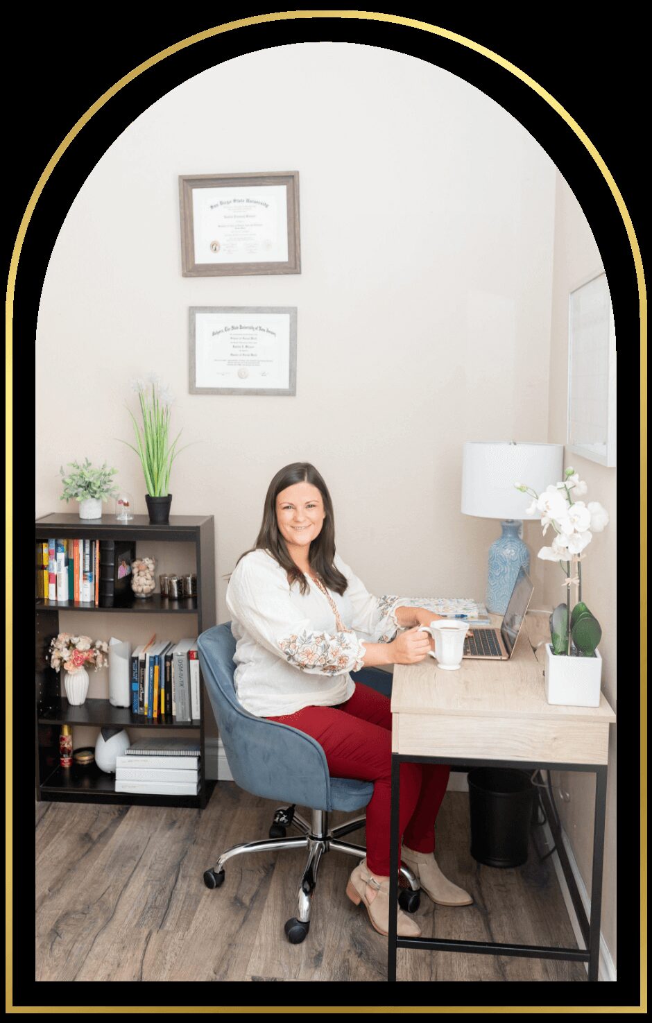 Katelin at her desk in the Temecula office.
